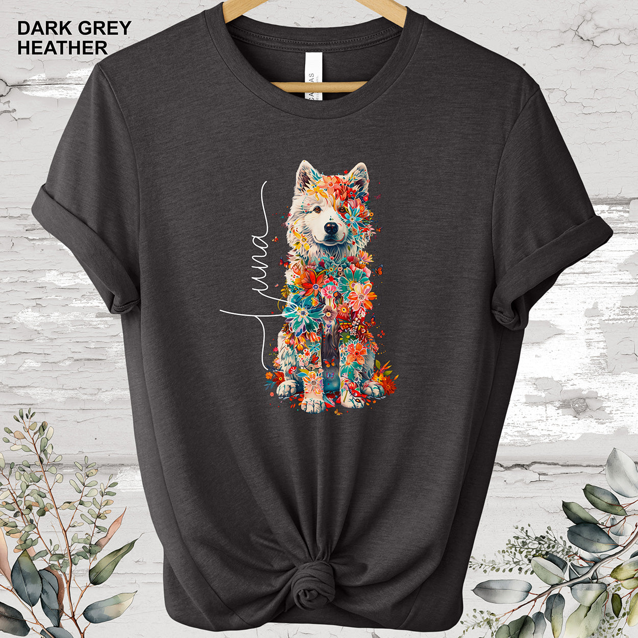Samoyed Personalized Floral T shirt