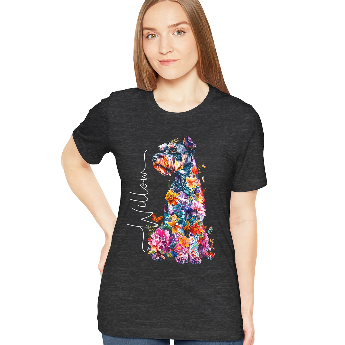 Schnauzer Floral Personalized T shirt