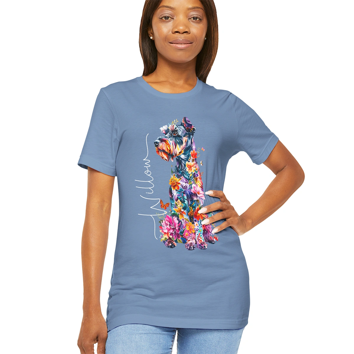 Schnauzer Floral Personalized T shirt
