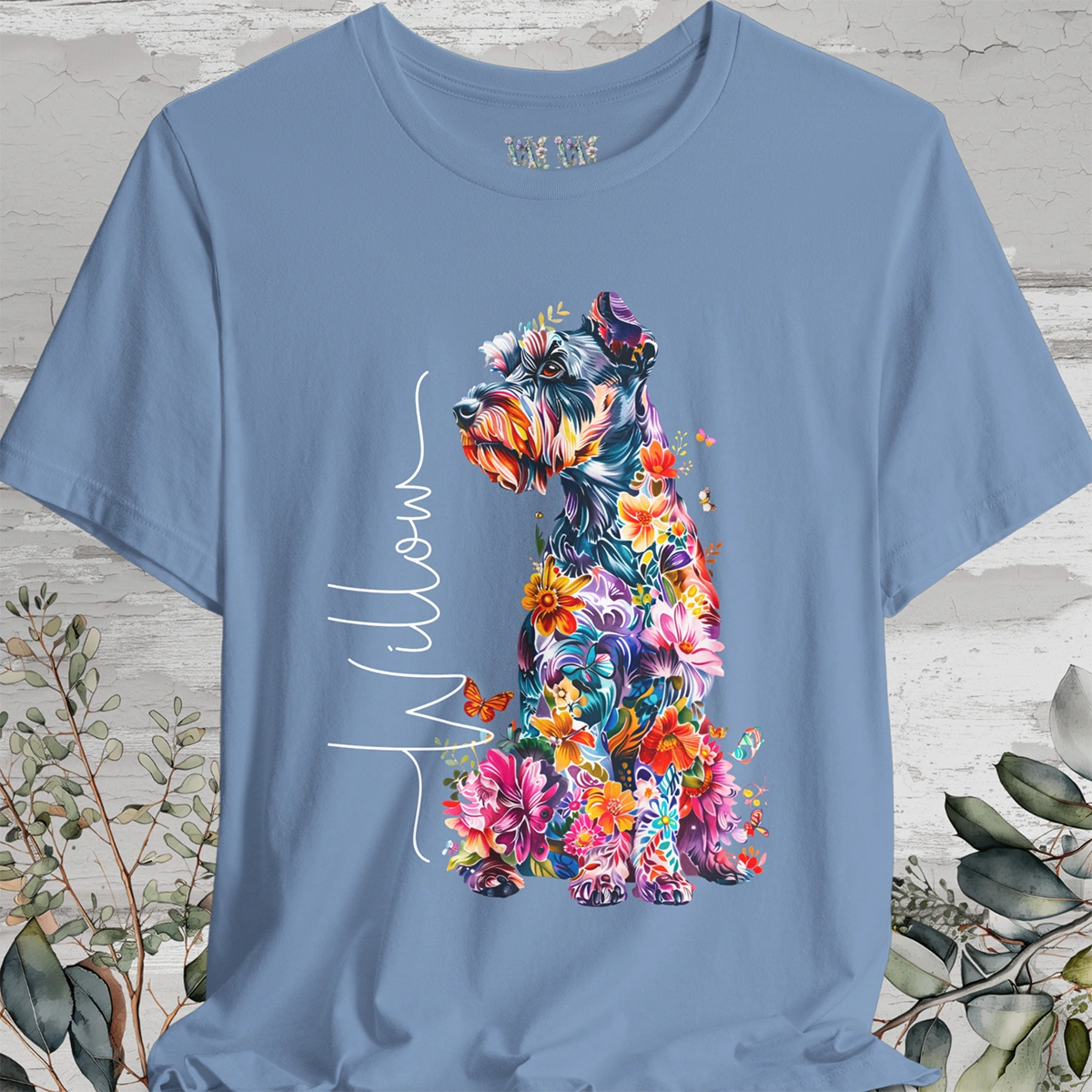 Schnauzer Floral Personalized T shirt