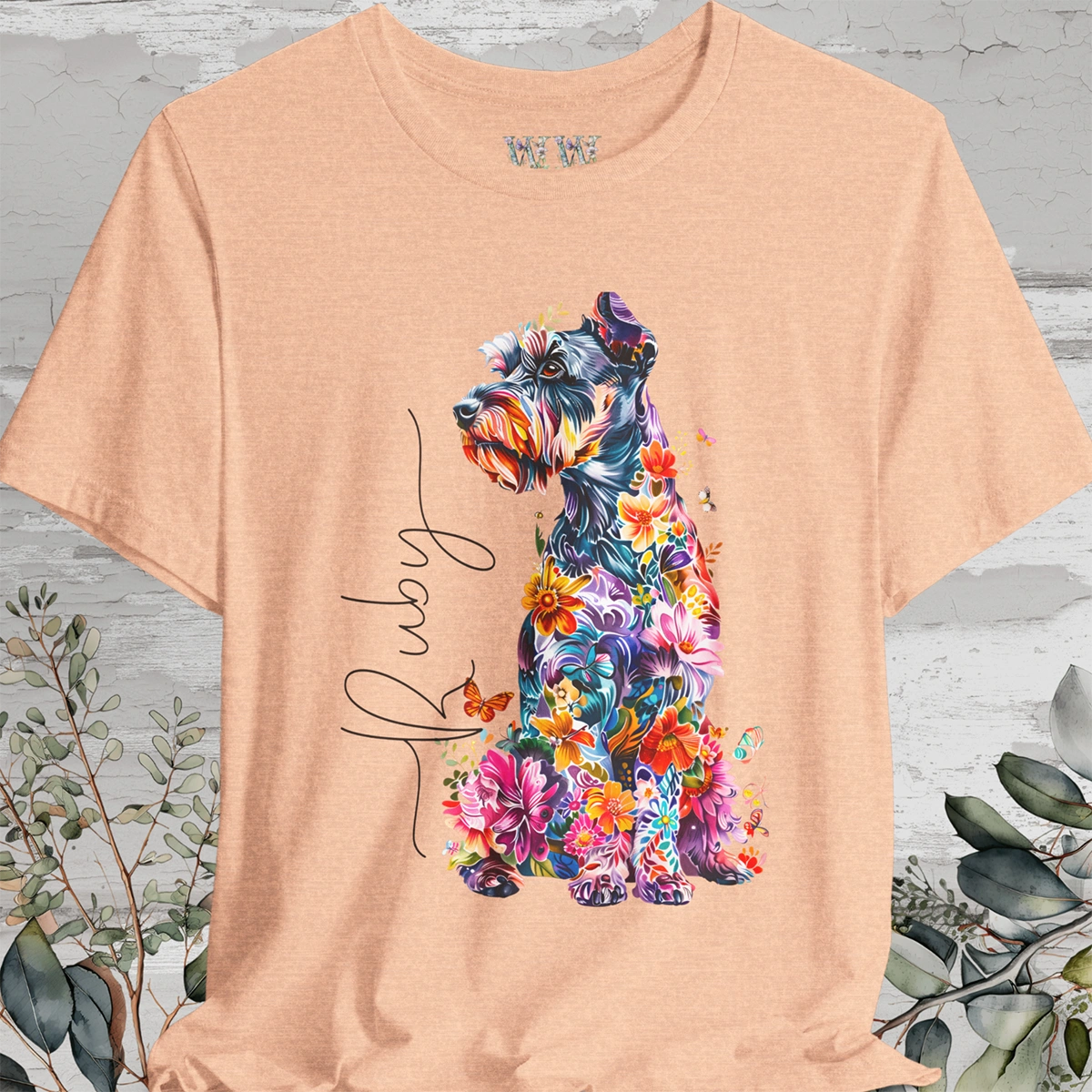 Schnauzer Floral Personalized T shirt