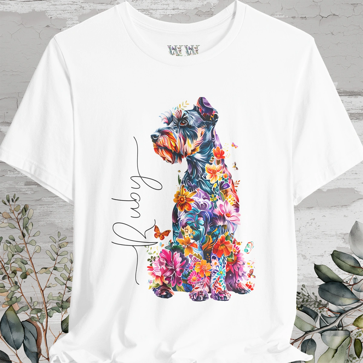 Schnauzer Floral Personalized T shirt