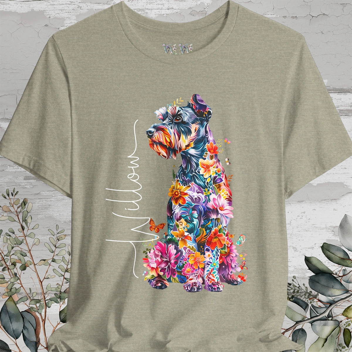 Schnauzer Floral Personalized T shirt