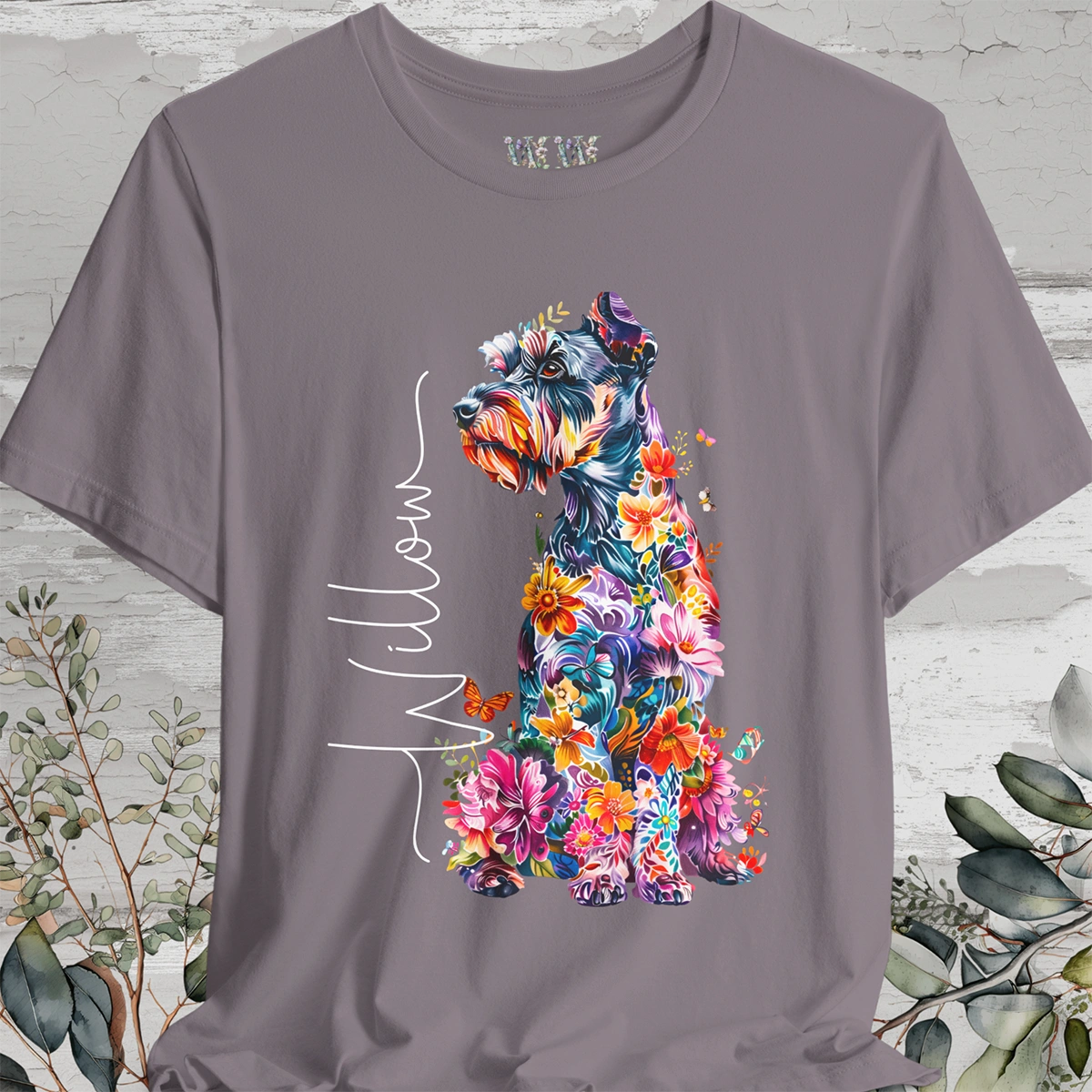 Schnauzer Floral Personalized T shirt