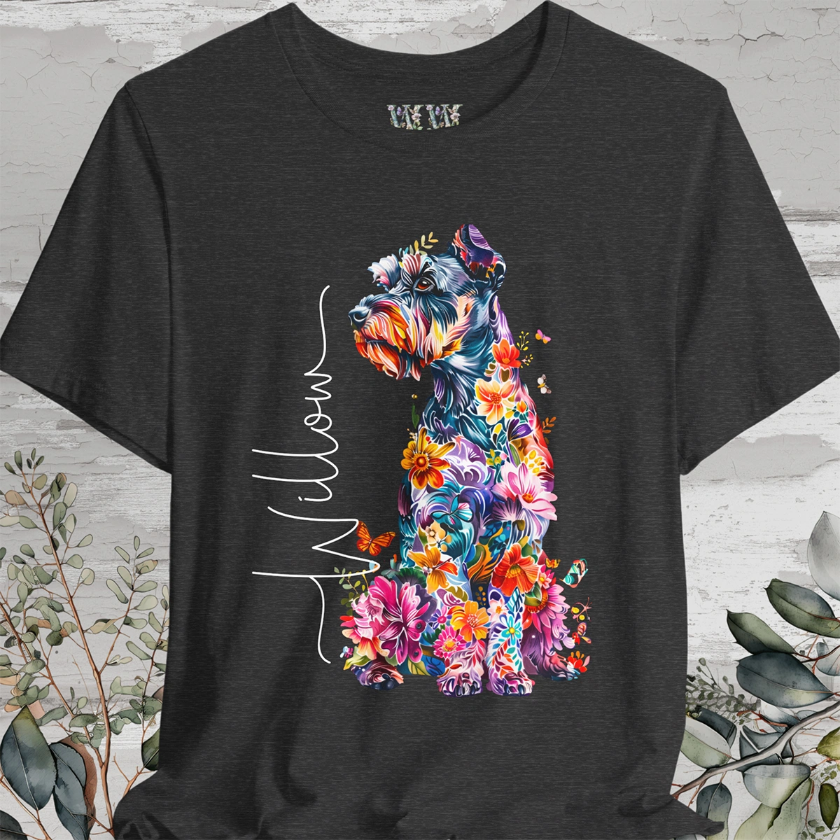 Schnauzer Floral Personalized T shirt