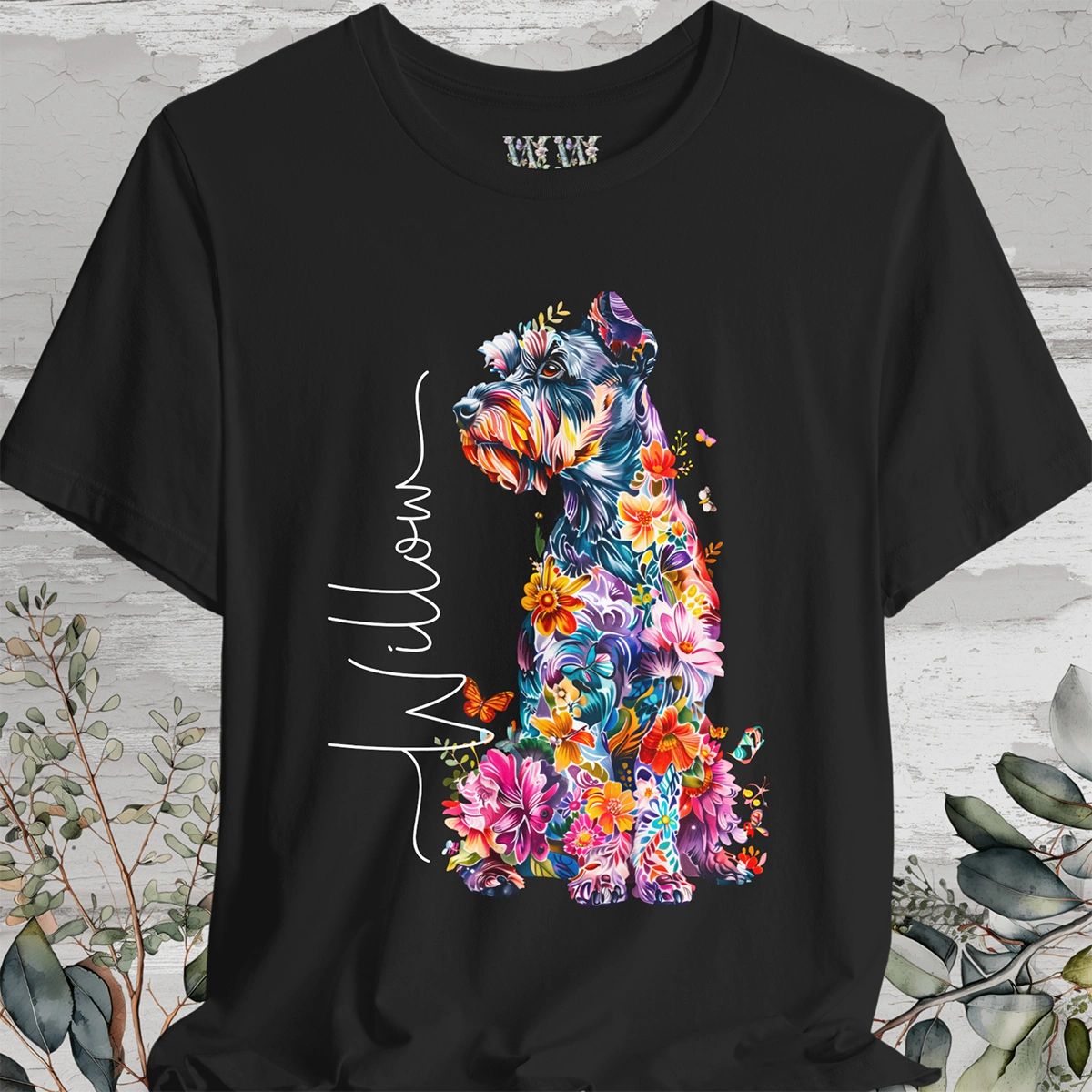 Schnauzer Floral Personalized T shirt