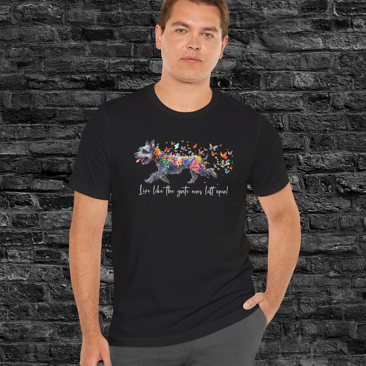 Schnauzer Live like the gate was left open T shirt