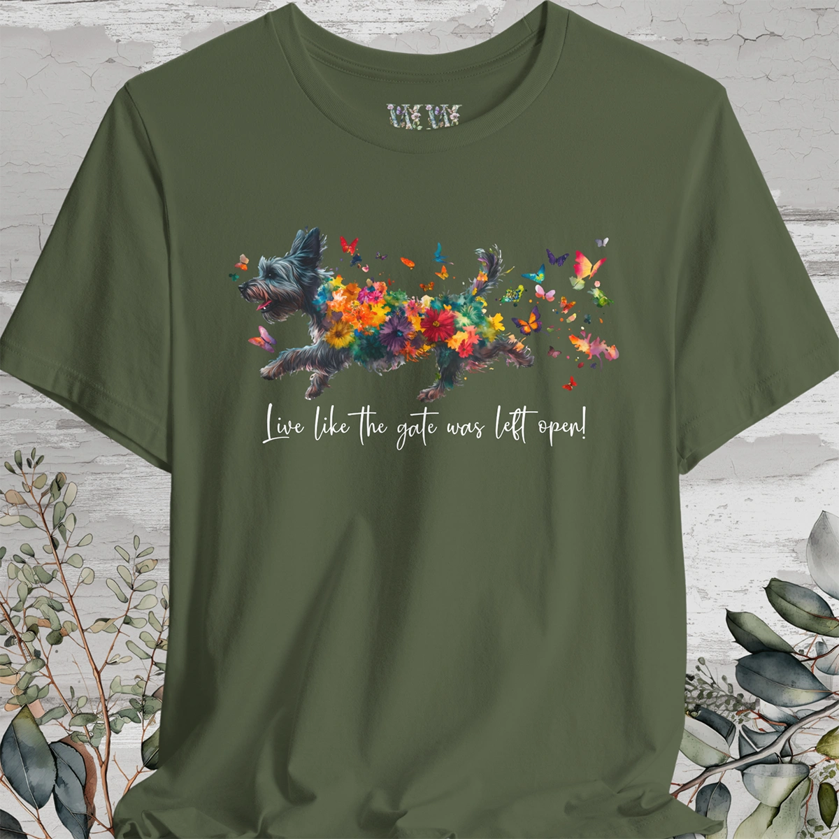 Scottish Terrier "Live like the gate was left open" Unisex T shirt
