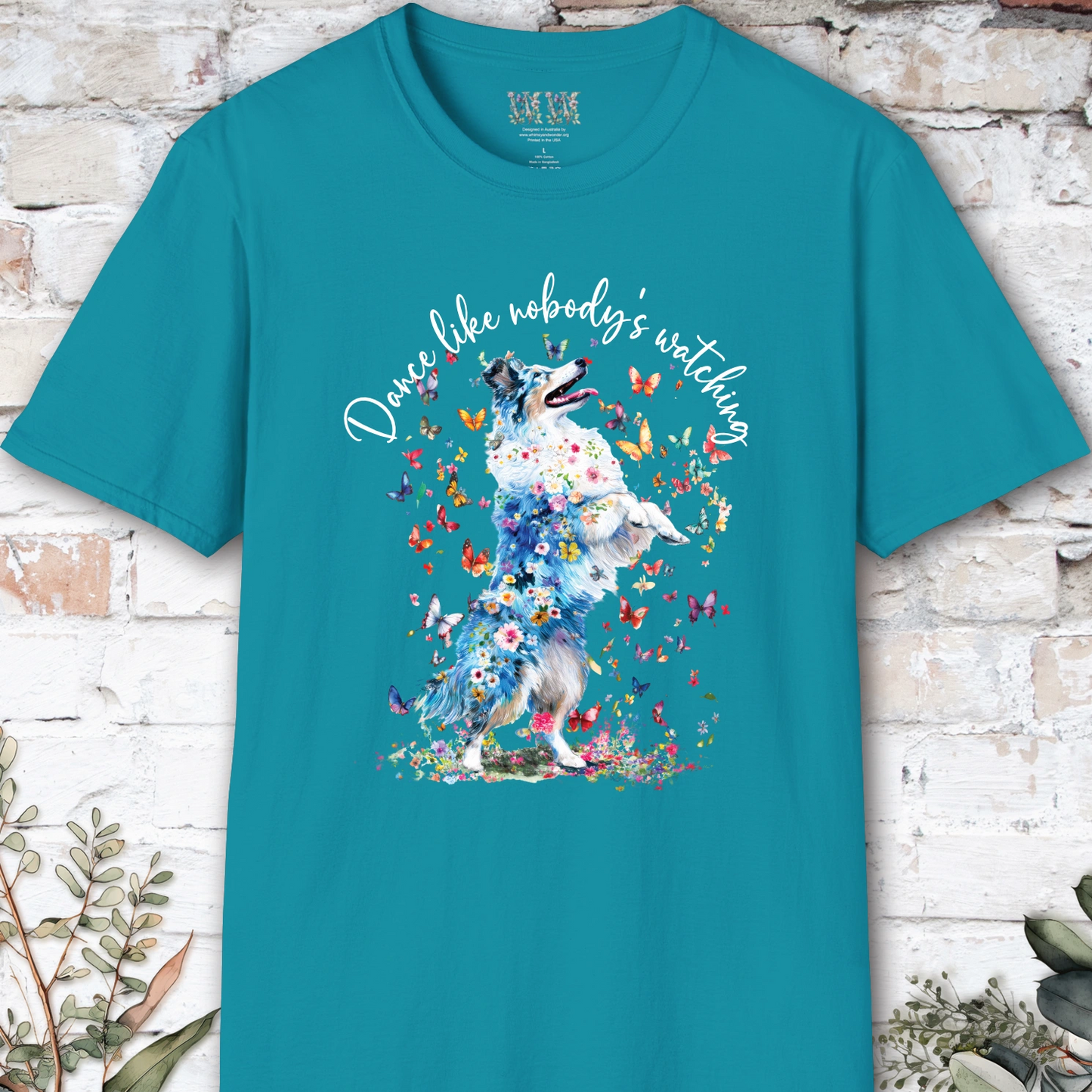 Shetland Sheepdog (Blue Merle Sheltie) #2 "Dance like nobody's watching" unisex T shirt