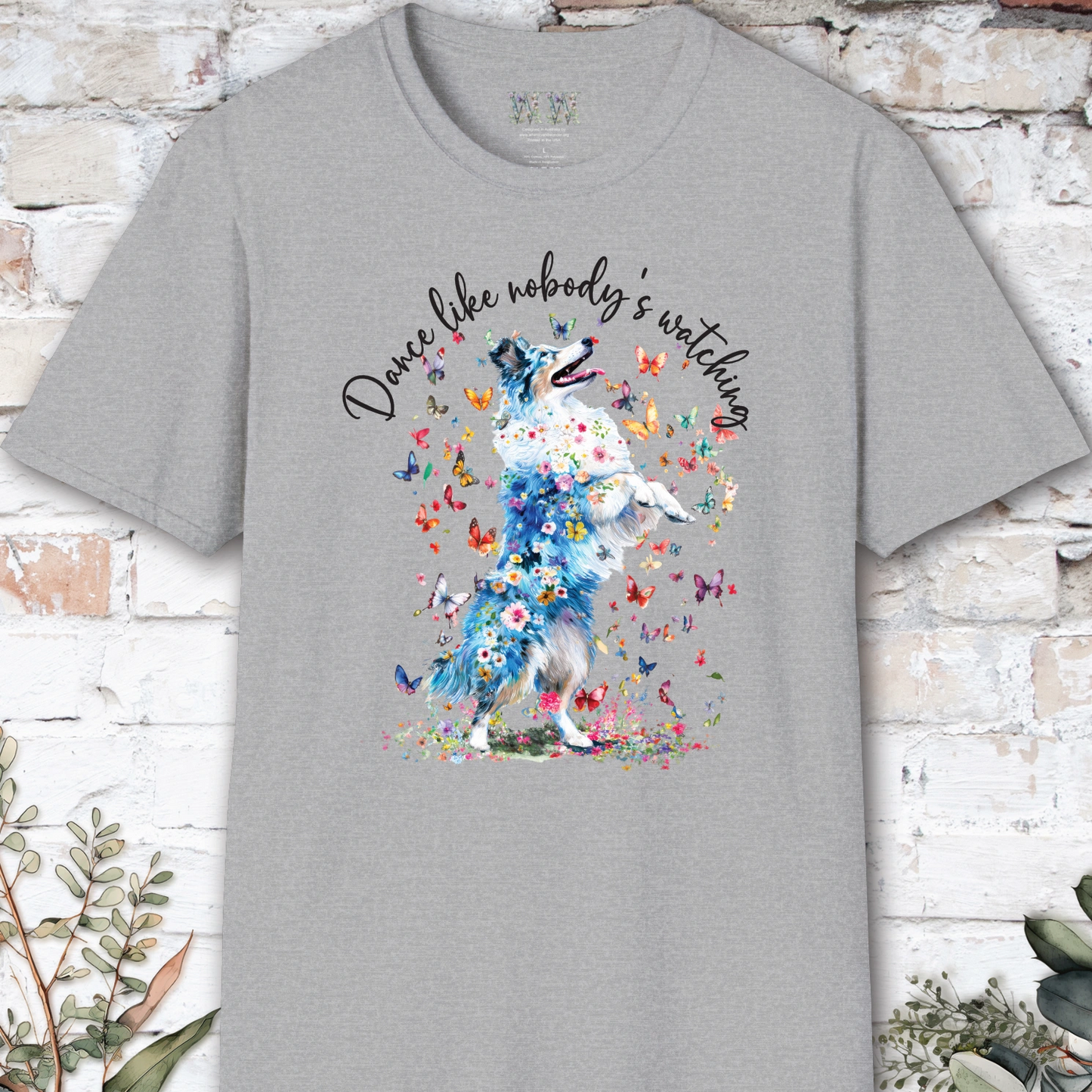 Shetland Sheepdog (Blue Merle Sheltie) #2 "Dance like nobody's watching" unisex T shirt