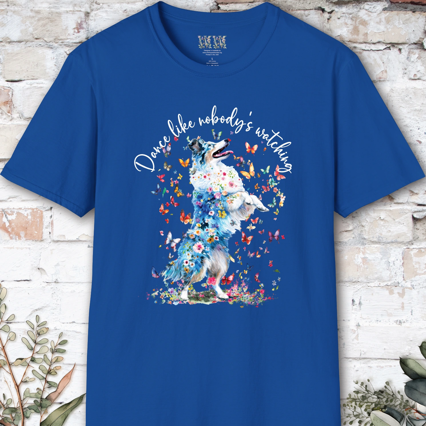 Shetland Sheepdog (Blue Merle Sheltie) #2 "Dance like nobody's watching" unisex T shirt