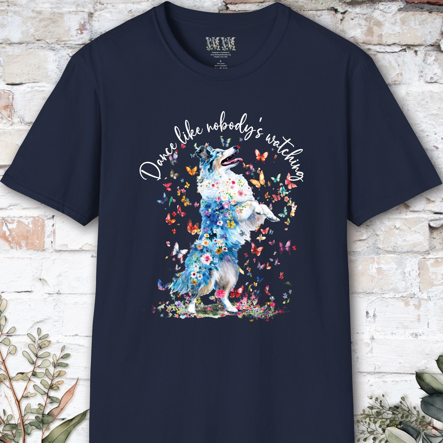 Shetland Sheepdog (Blue Merle Sheltie) #2 "Dance like nobody's watching" unisex T shirt