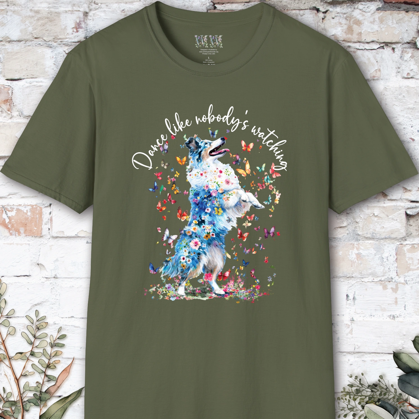 Shetland Sheepdog (Blue Merle Sheltie) #2 "Dance like nobody's watching" unisex T shirt
