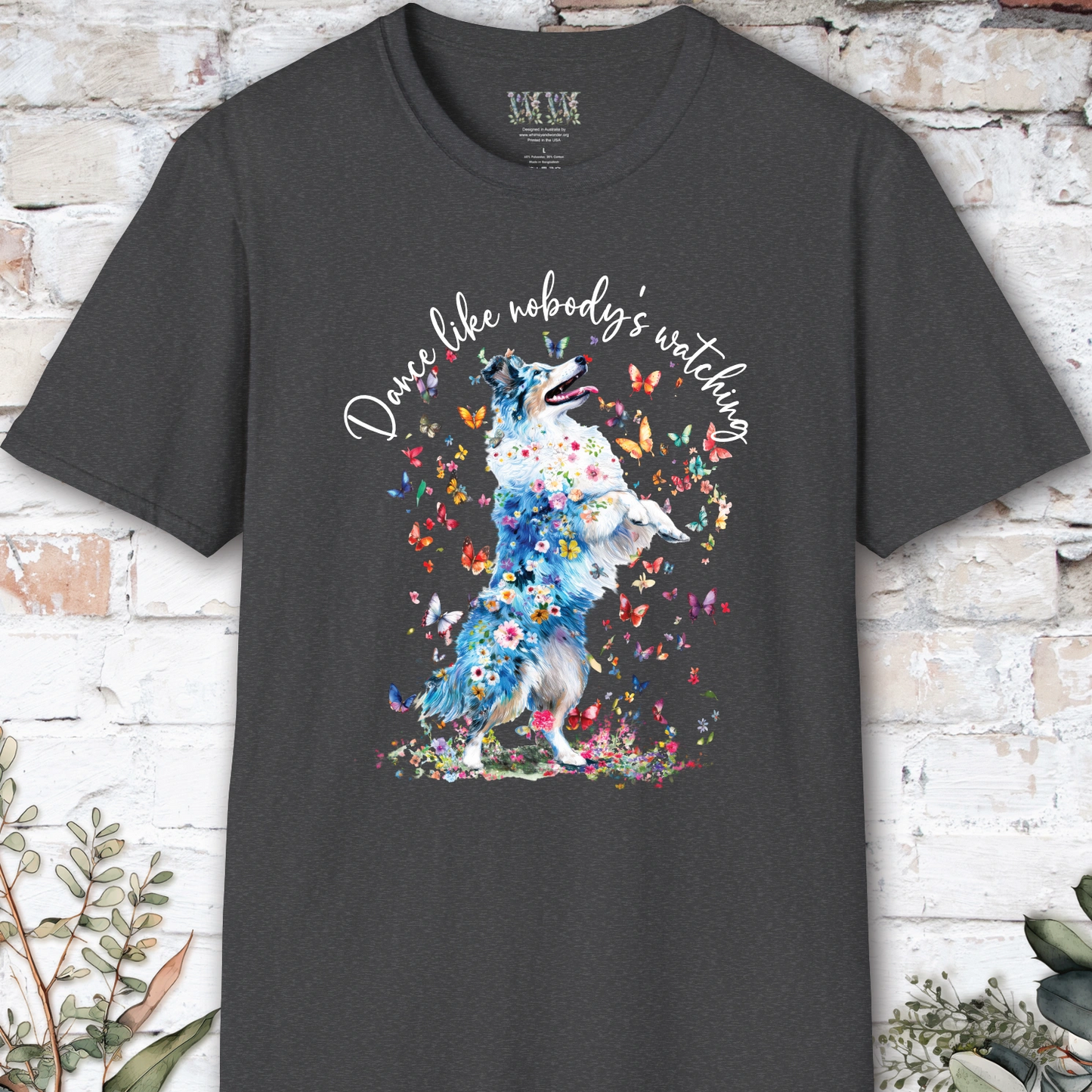 Shetland Sheepdog (Blue Merle Sheltie) #2 "Dance like nobody's watching" unisex T shirt