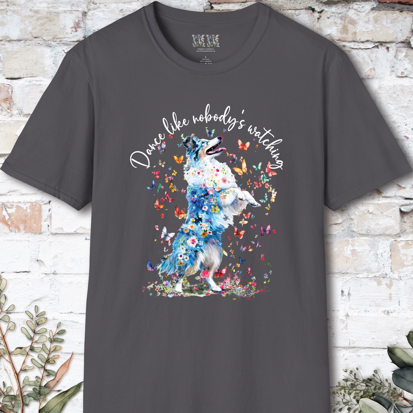 Shetland Sheepdog (Blue Merle Sheltie) #2 "Dance like nobody's watching" unisex T shirt