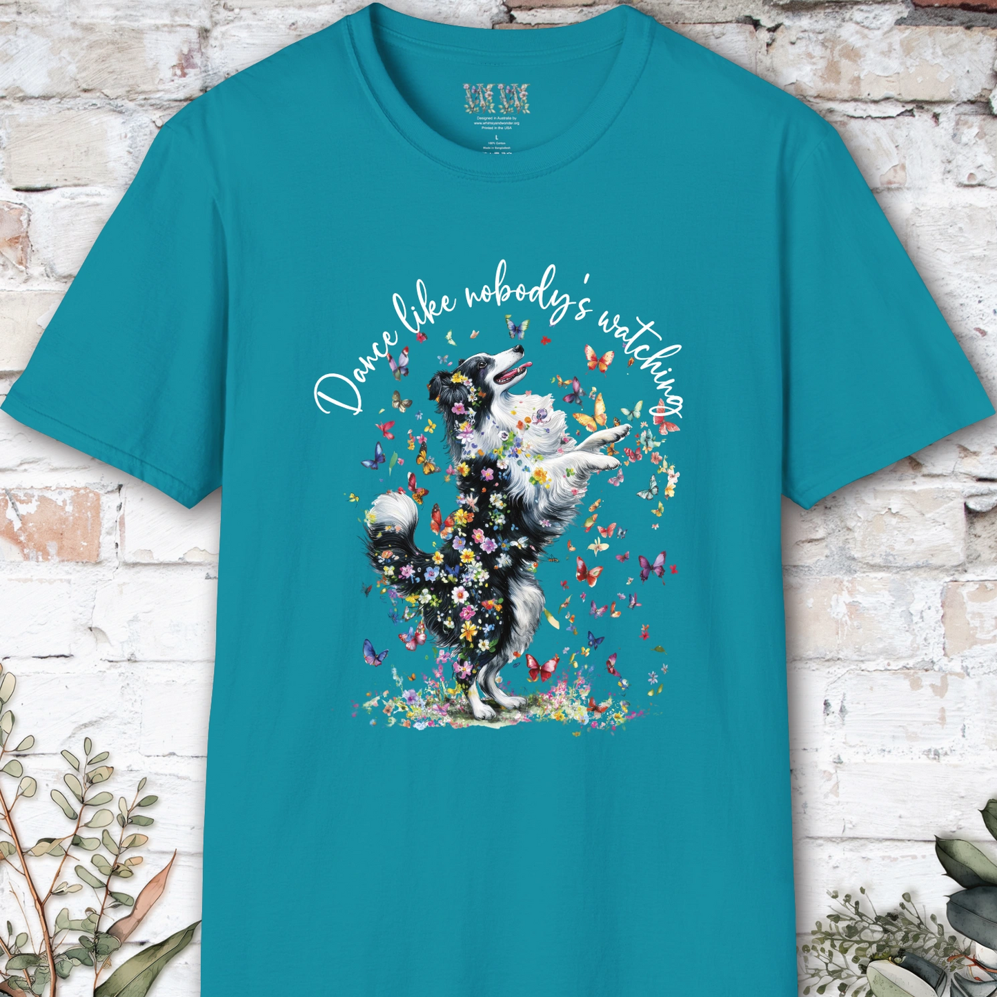 Shetland Sheepdog (Black & White Sheltie) #1 "Dance like nobody's watching" unisex T shirt
