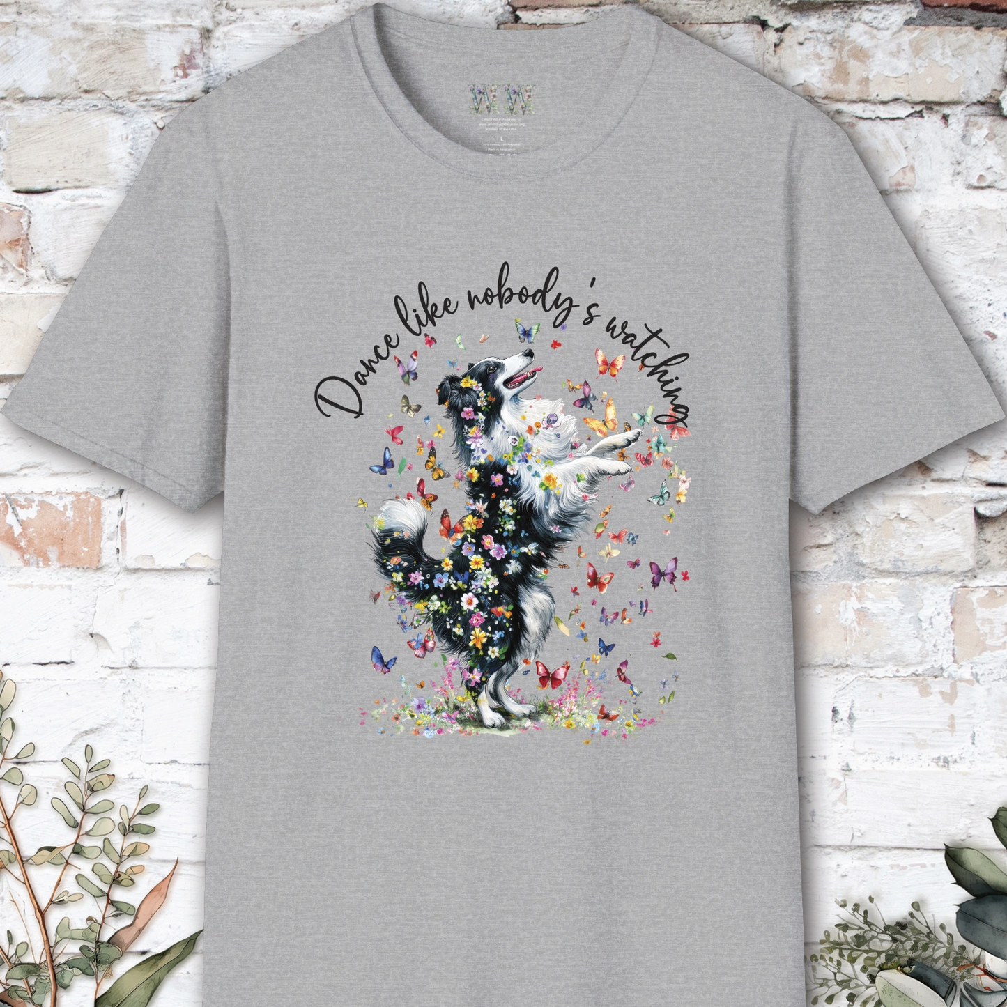 Shetland Sheepdog (Black & White Sheltie) #1 "Dance like nobody's watching" unisex T shirt