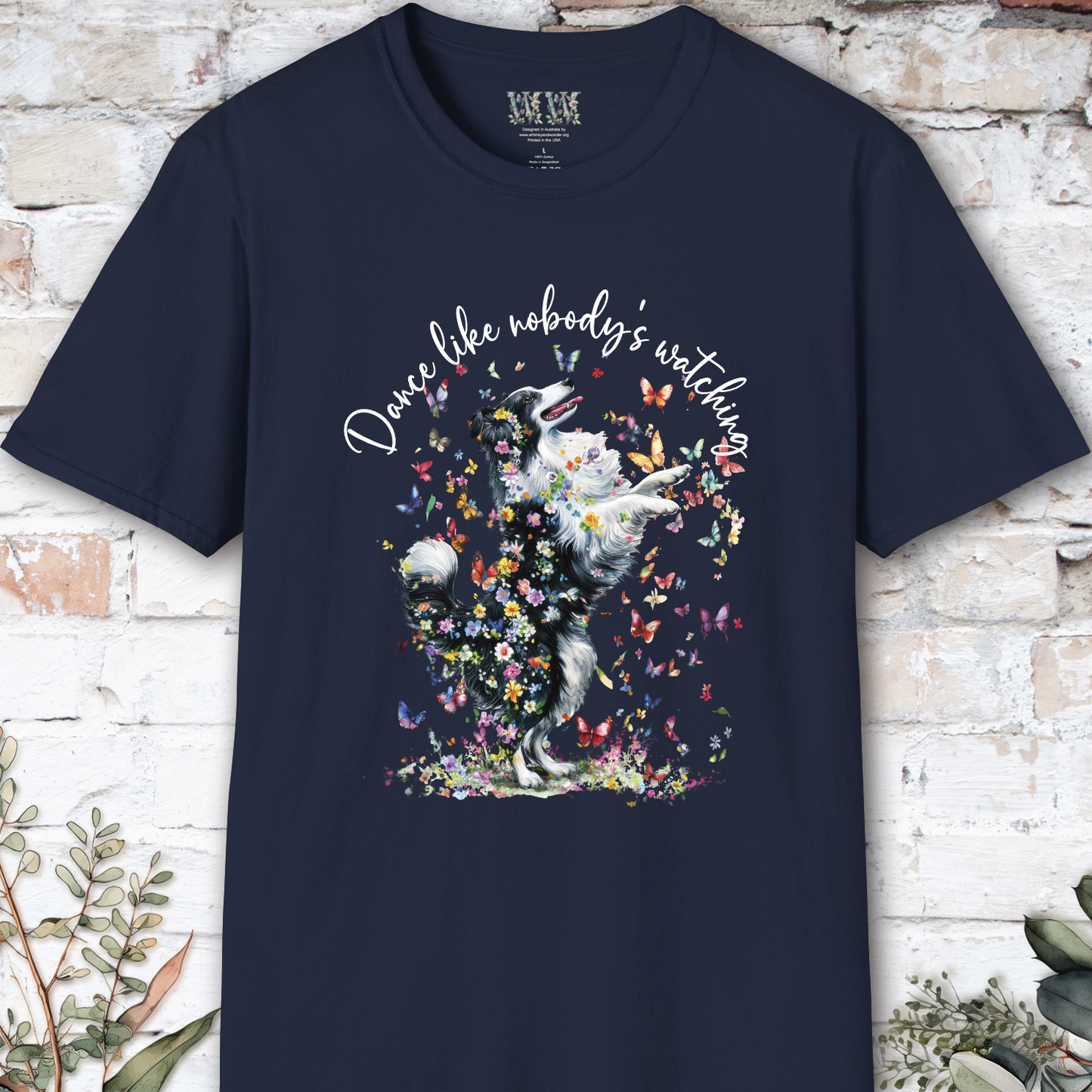 Shetland Sheepdog (Black & White Sheltie) #1 "Dance like nobody's watching" unisex T shirt