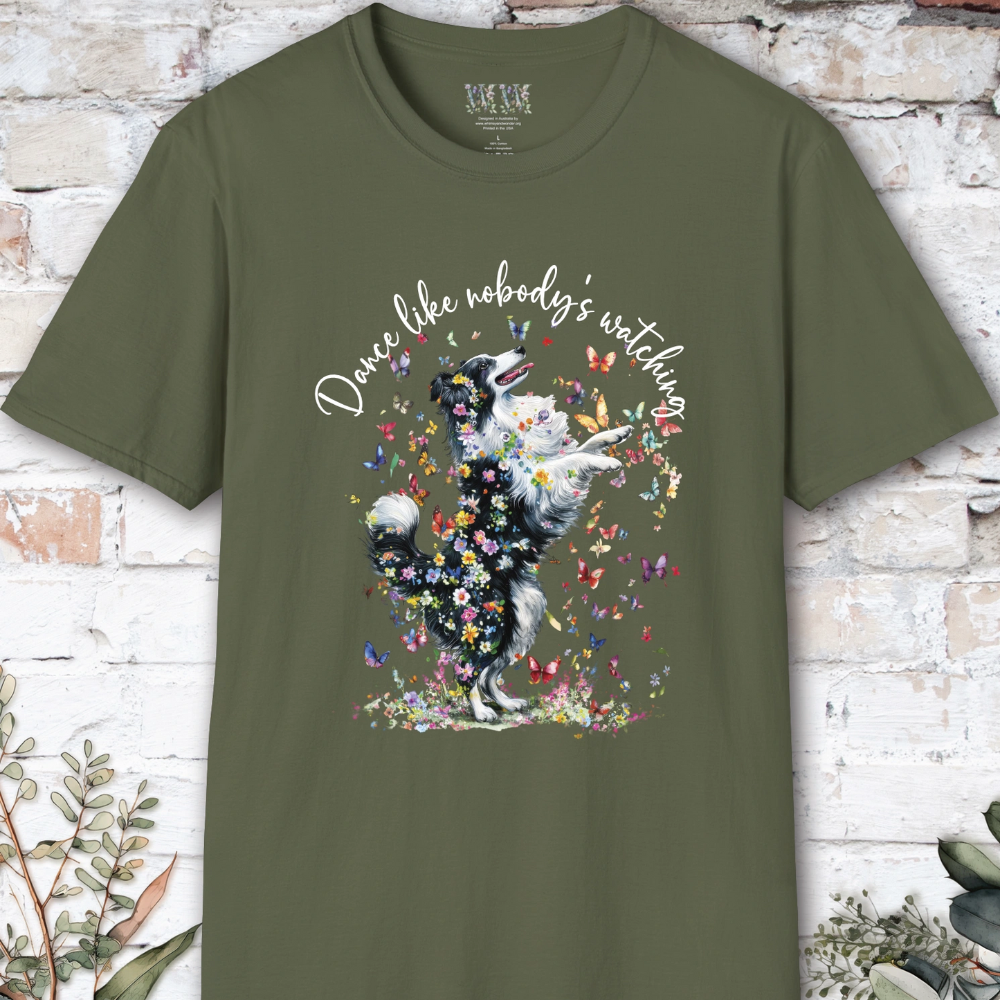 Shetland Sheepdog (Black & White Sheltie) #1 "Dance like nobody's watching" unisex T shirt