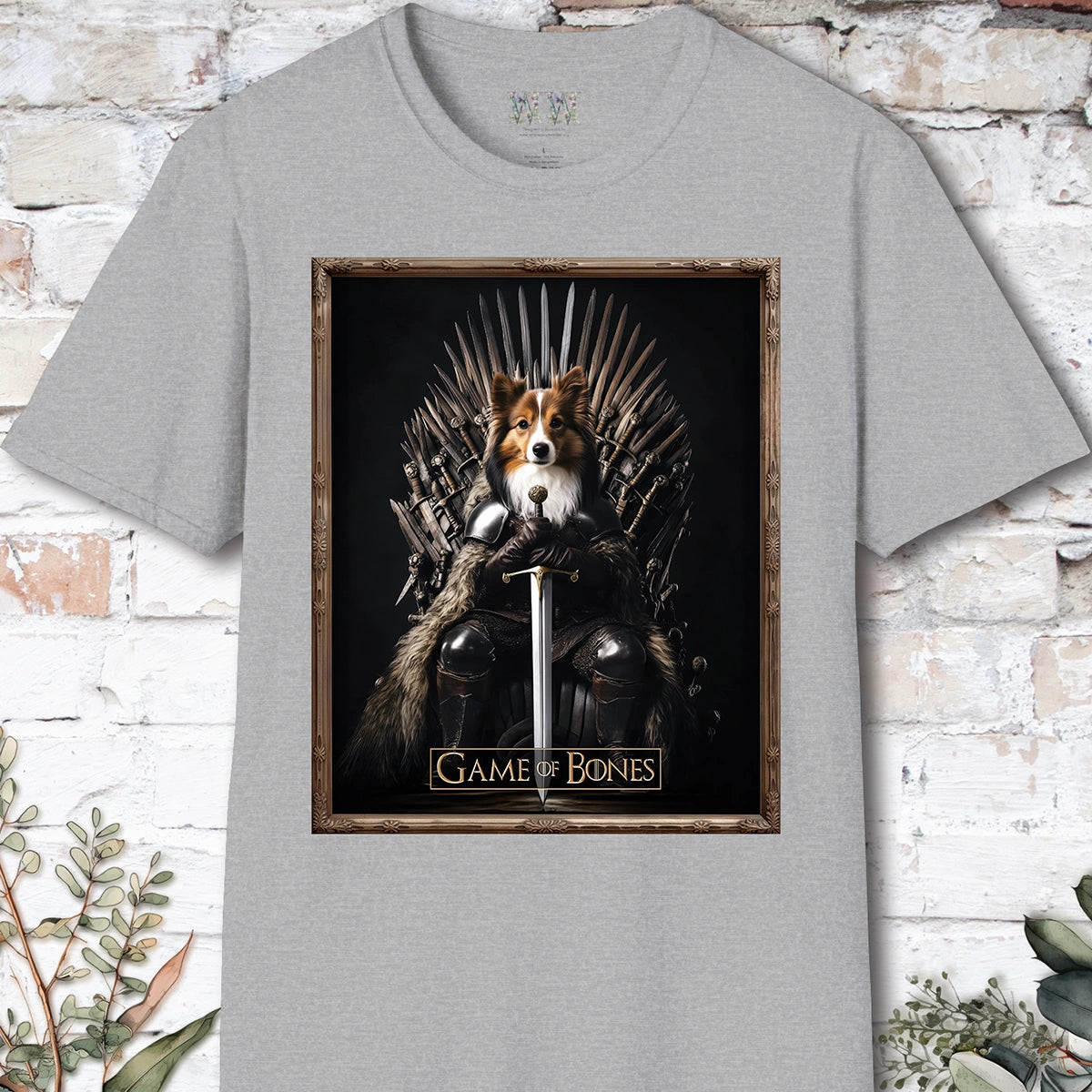 Shetland Sheepdog Game of Bones, Unisex T shirt