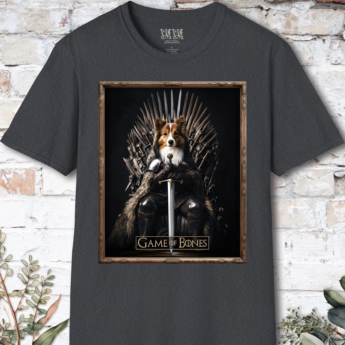 Shetland Sheepdog Game of Bones, Unisex T shirt