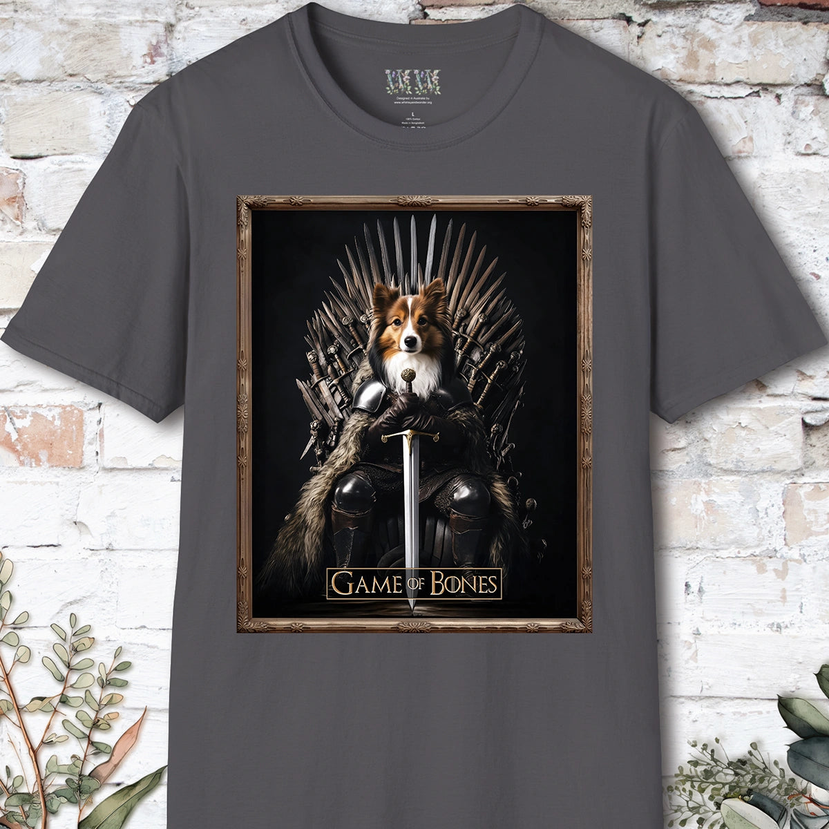 Shetland Sheepdog Game of Bones, Unisex T shirt