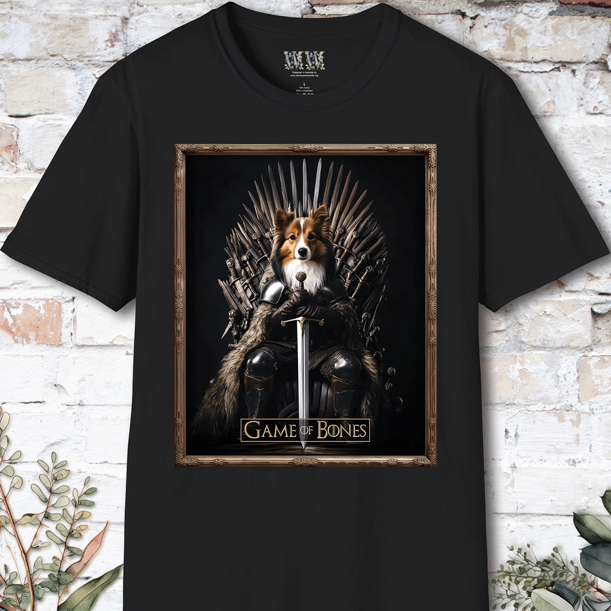 Shetland Sheepdog Game of Bones, Unisex T shirt