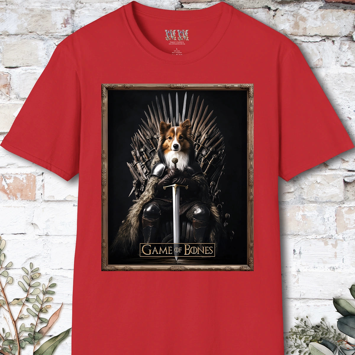 Shetland Sheepdog Game of Bones, Unisex T shirt