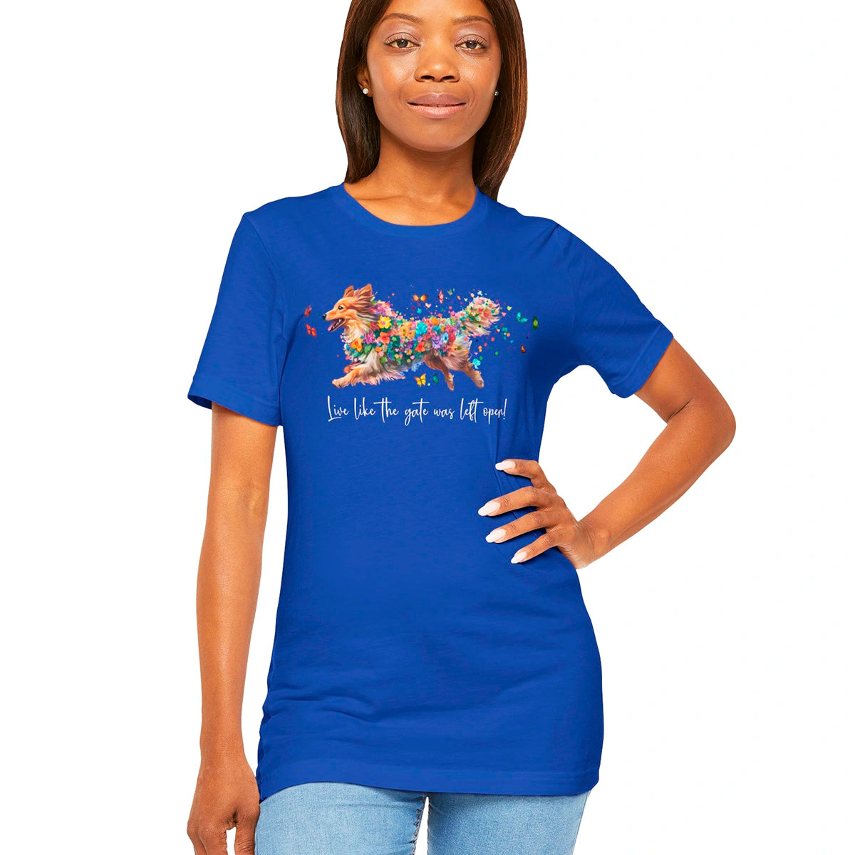 Shetland Sheep Dog "Live like the gate was left open" Unisex T shirt