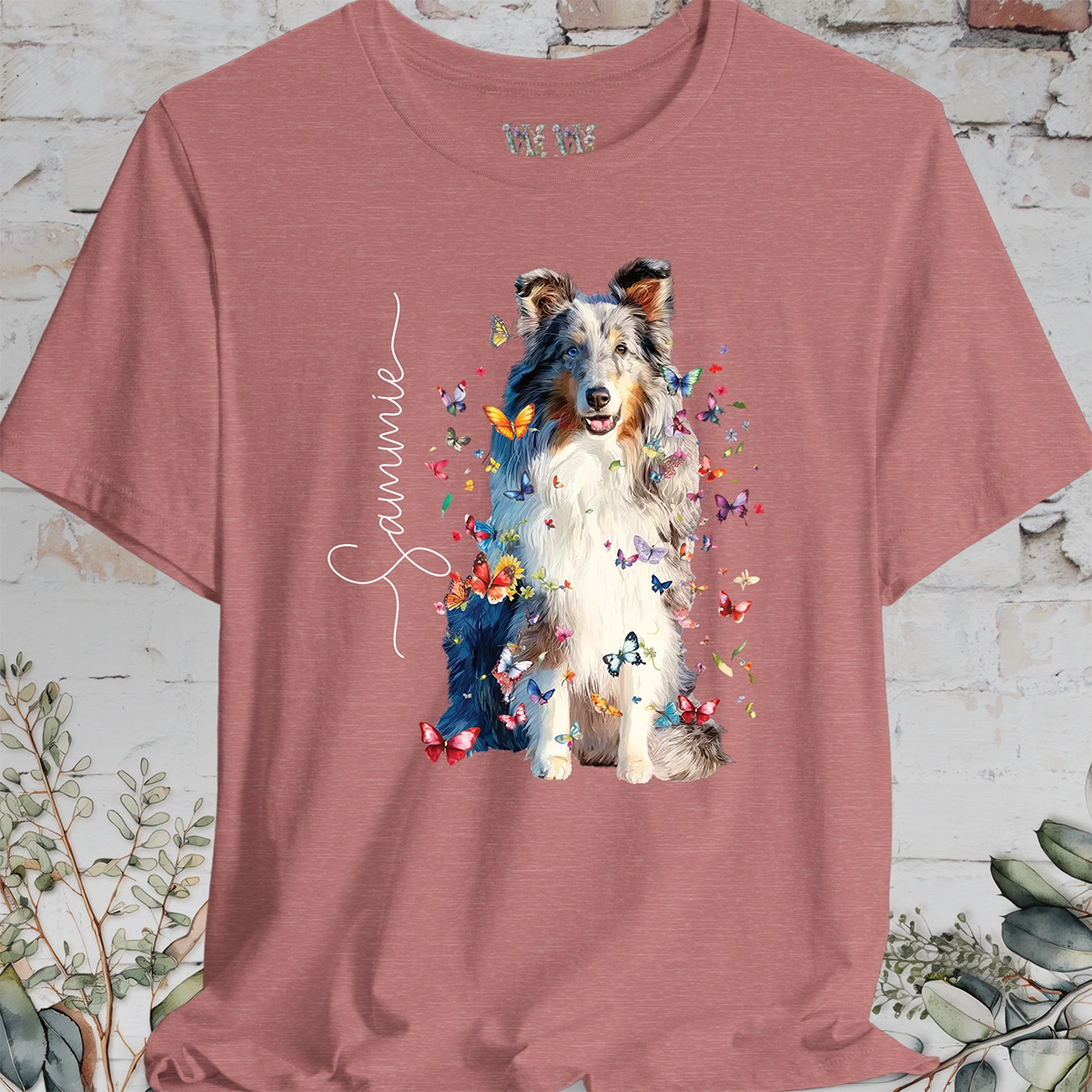 Shetland Sheepdog #2 Floral Butterfly Personalized T shirt