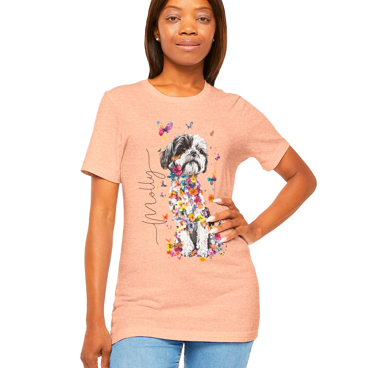 Shih Tzu #3 Floral Personalized T shirt