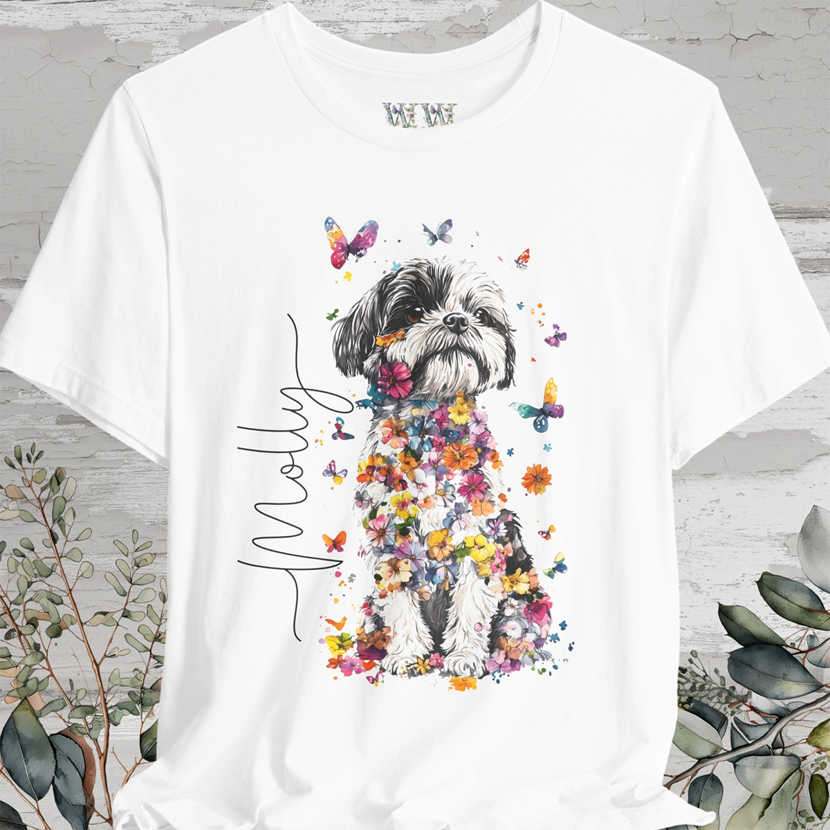 Shih Tzu #3 Floral Personalized T shirt