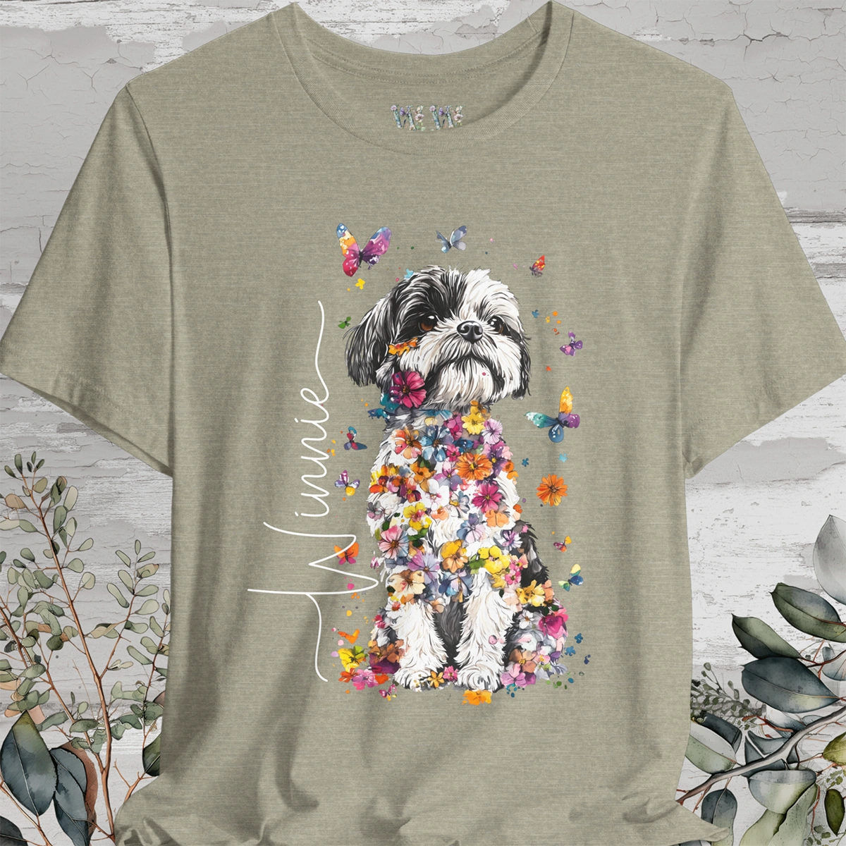 Shih Tzu #3 Floral Personalized T shirt