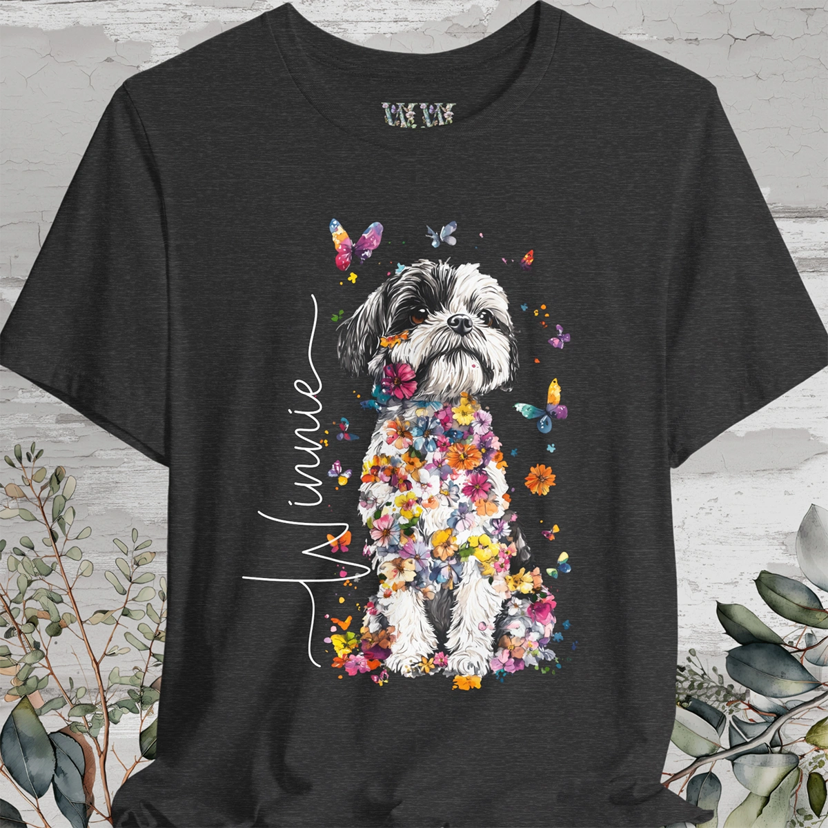 Shih Tzu #3 Floral Personalized T shirt