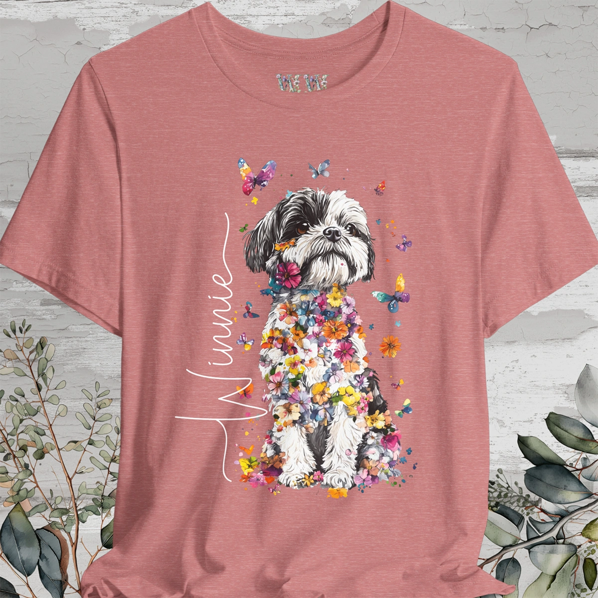 Shih Tzu #3 Floral Personalized T shirt