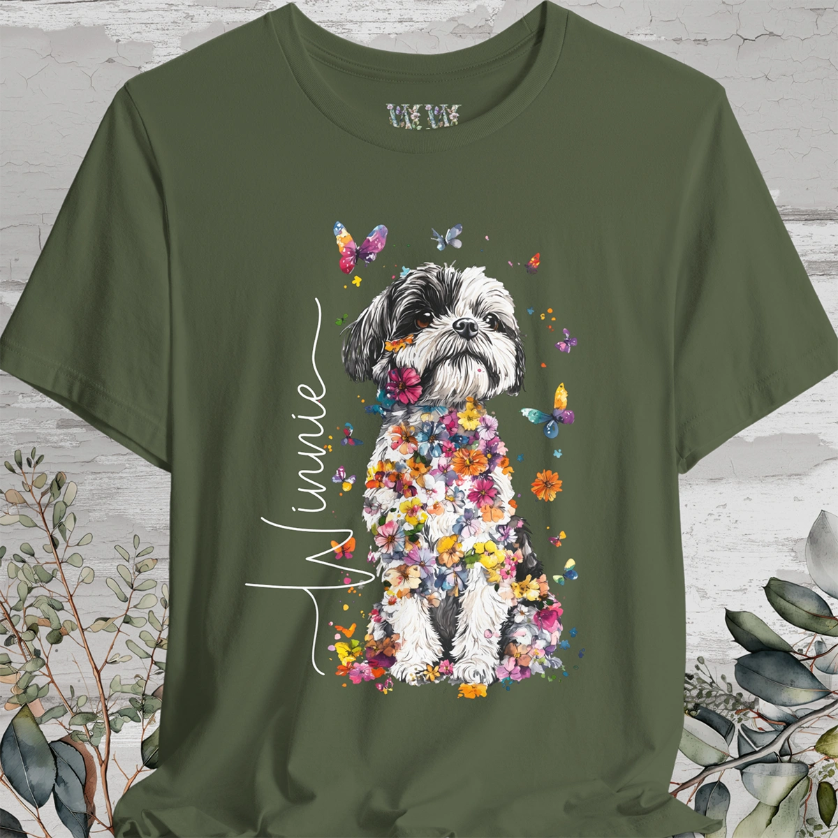 Shih Tzu #3 Floral Personalized T shirt