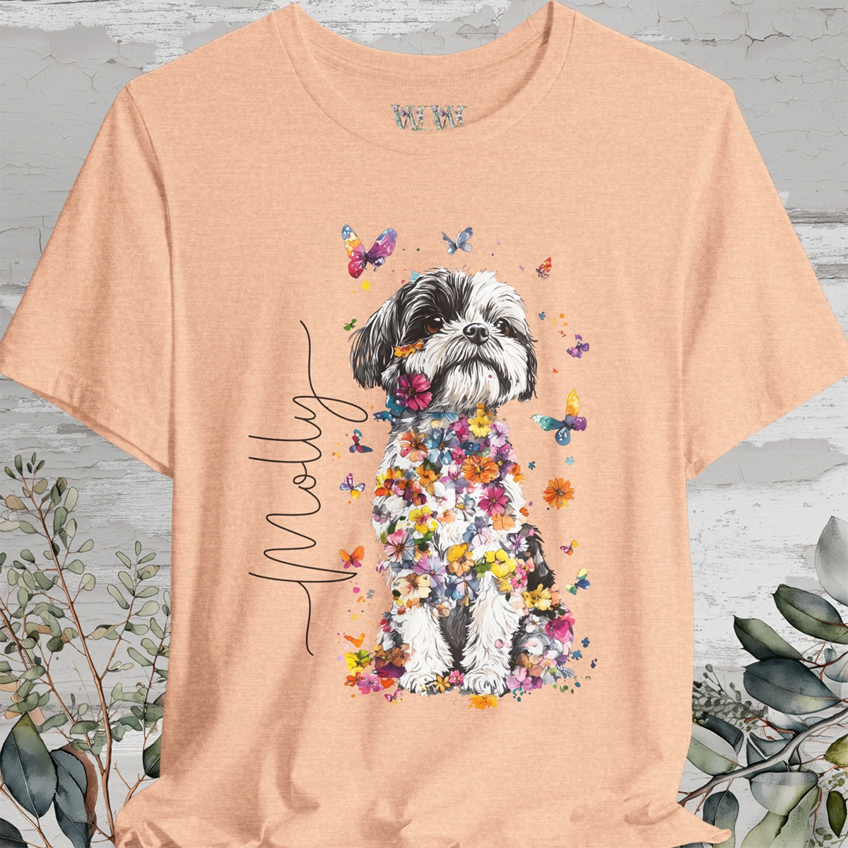 Shih Tzu #3 Floral Personalized T shirt