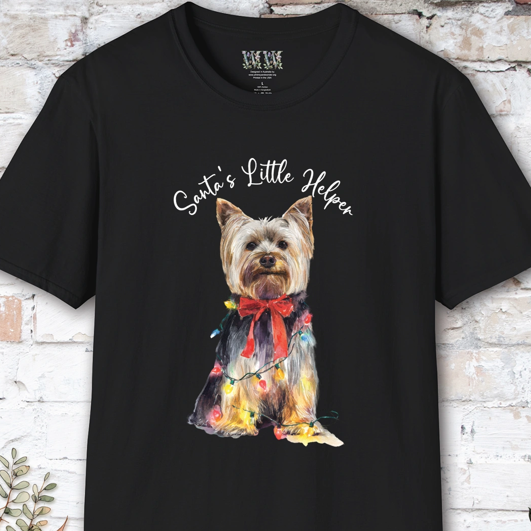 Silky Terrier Santa's little helper, unisex T shirt – Whimsy and Wonder