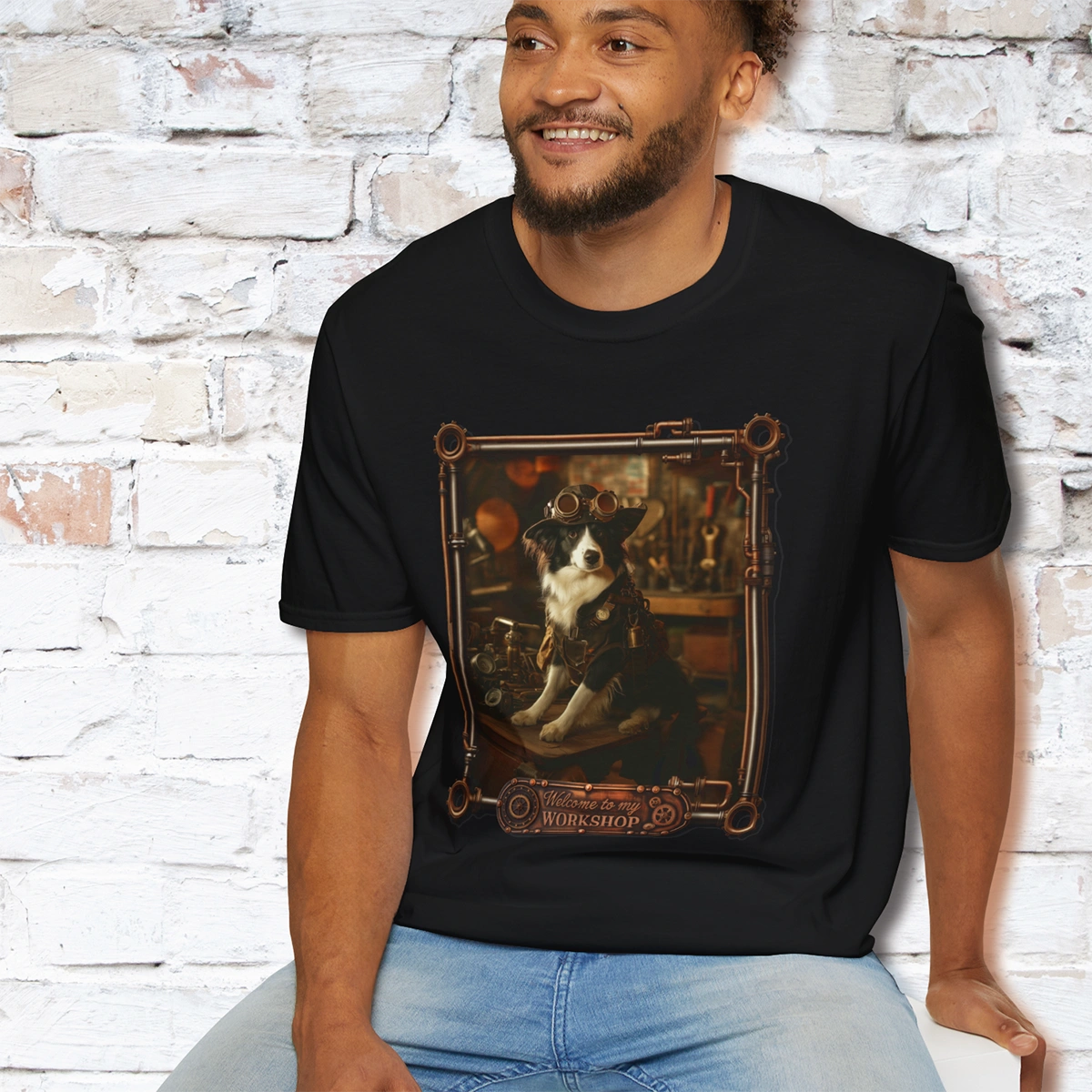 Steampunk Border Collie Unisex T shirt