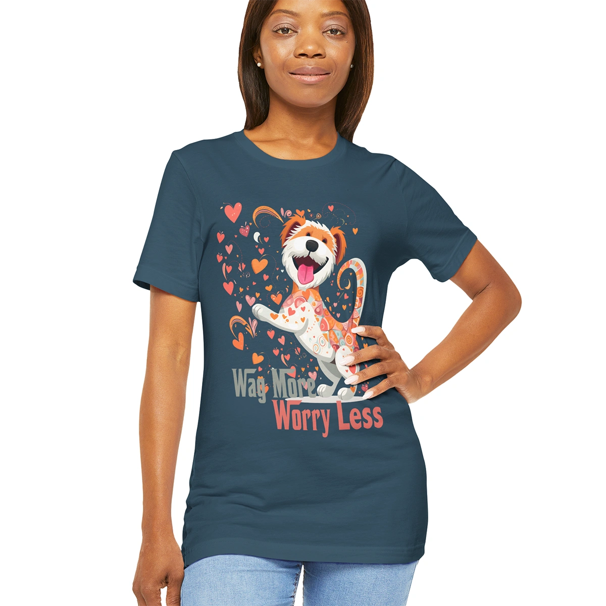 Wag More, Worry Less #1 unisex T shirt