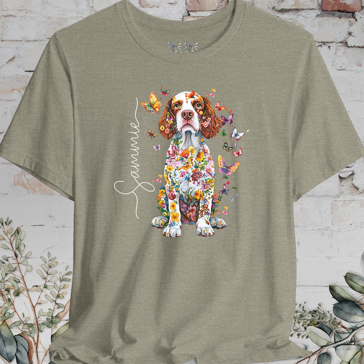 Welsh Spaniel #2 Floral Personalized T shirt