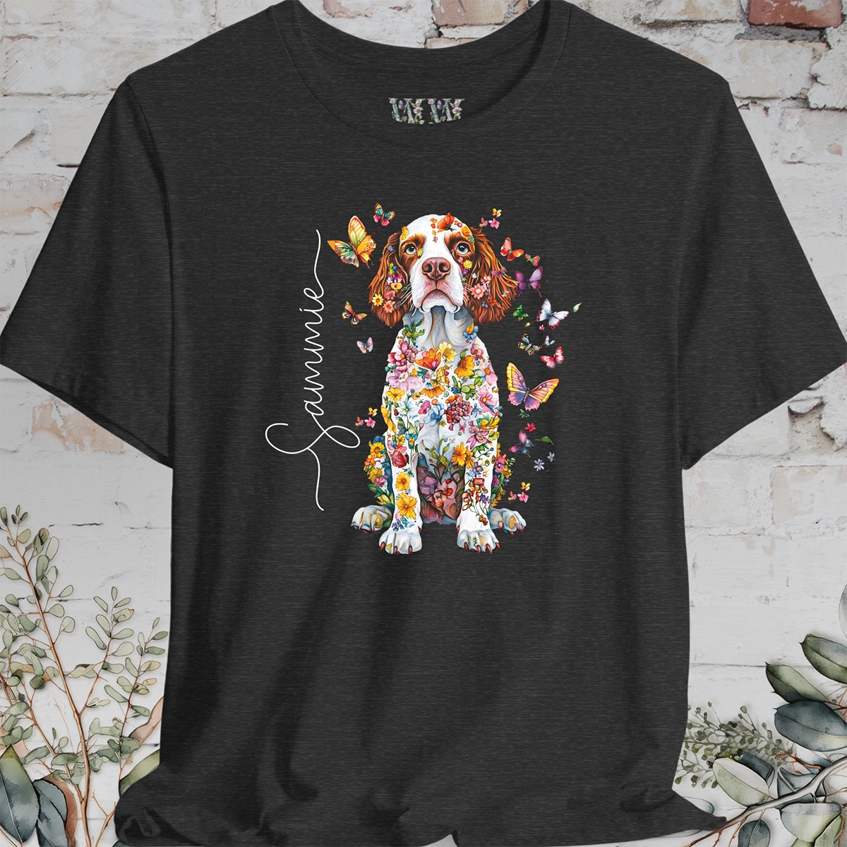 Welsh Spaniel #2 Floral Personalized T shirt