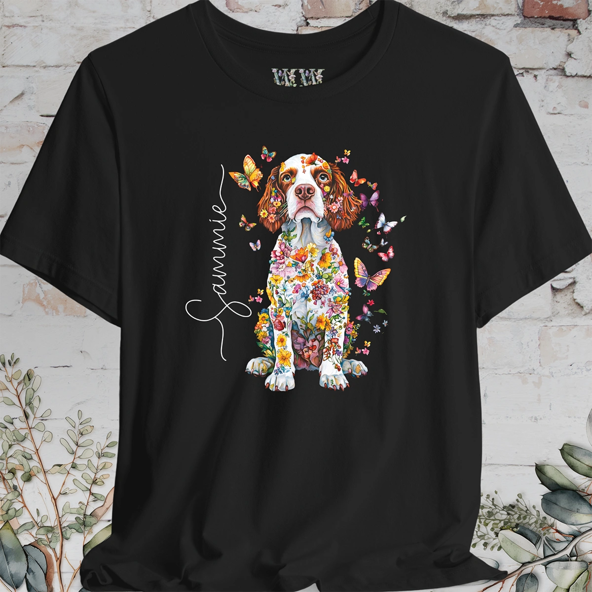 Welsh Spaniel #2 Floral Personalized T shirt