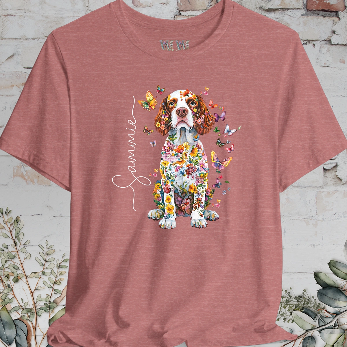 Welsh Spaniel #2 Floral Personalized T shirt