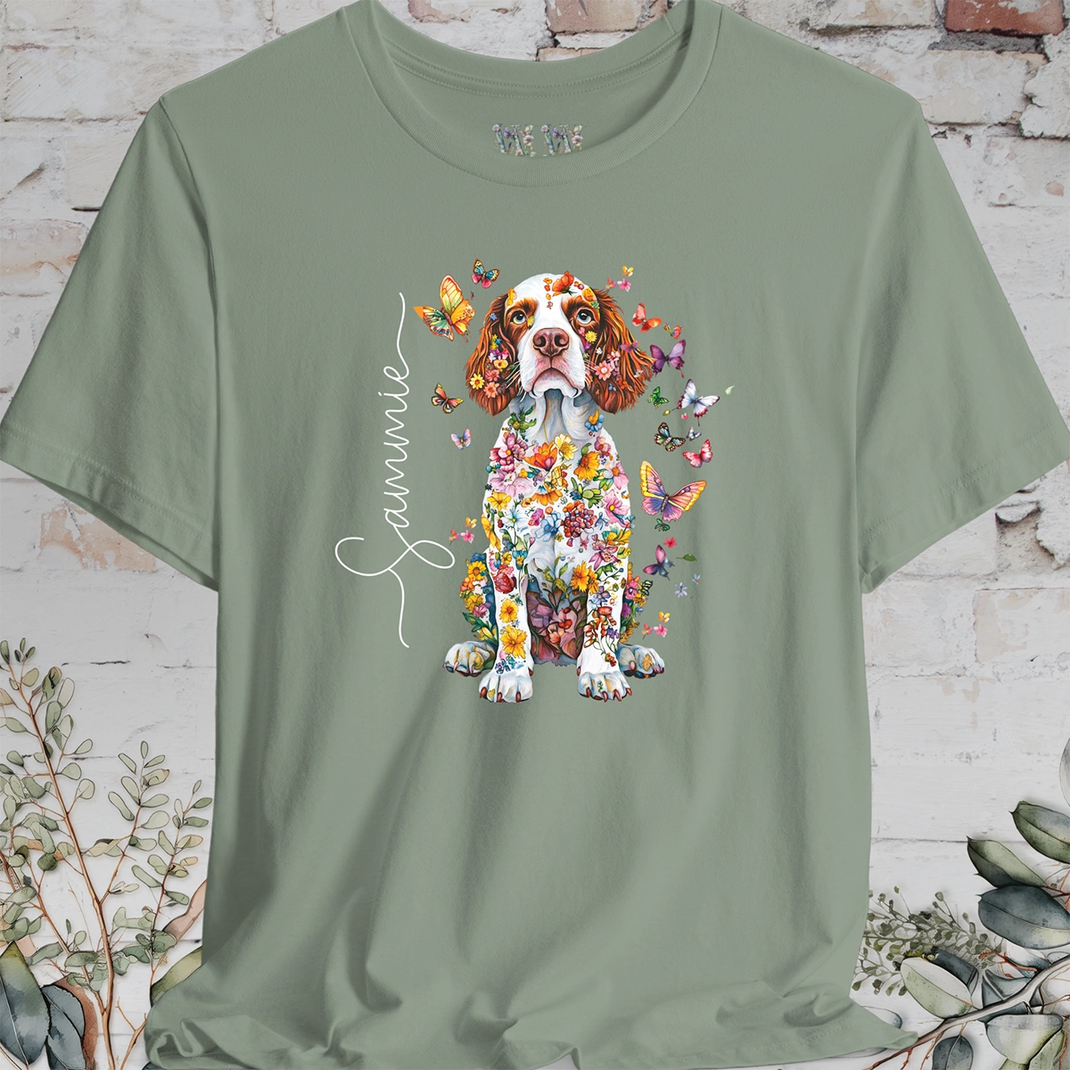 Welsh Spaniel #2 Floral Personalized T shirt