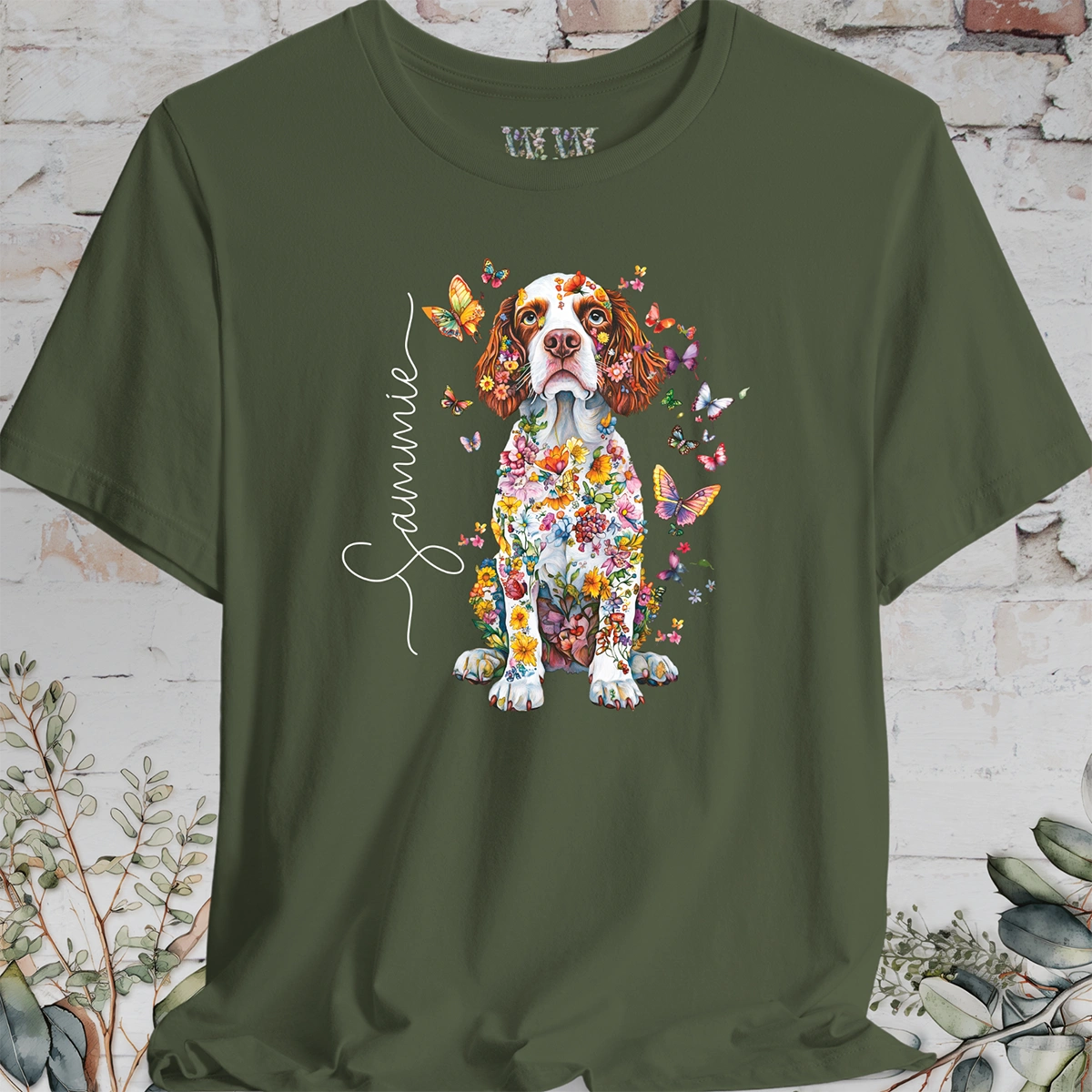 Welsh Spaniel #2 Floral Personalized T shirt