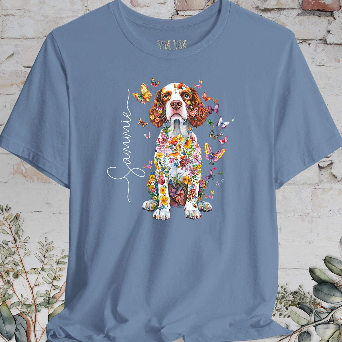 Welsh Spaniel #2 Floral Personalized T shirt