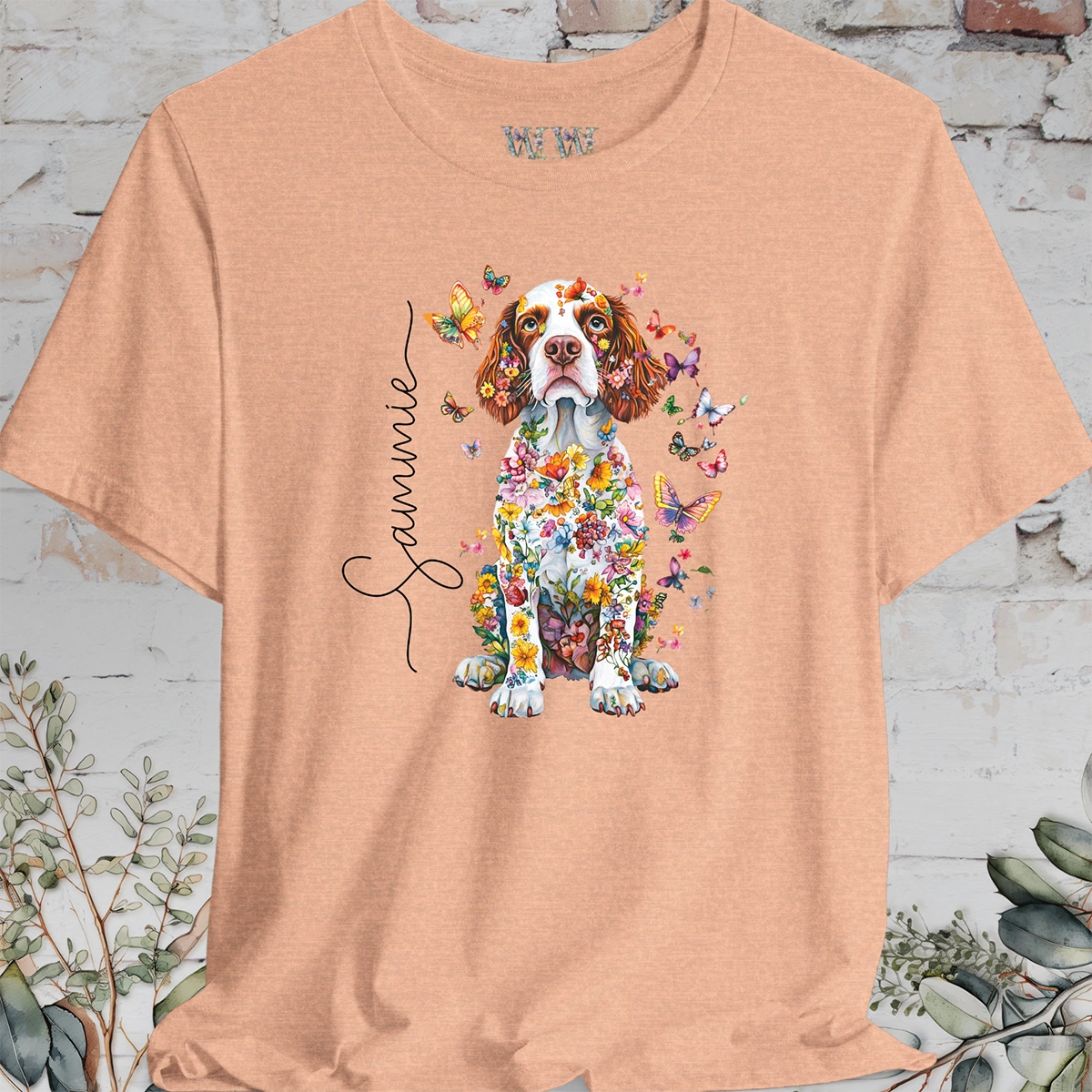 Welsh Spaniel #2 Floral Personalized T shirt