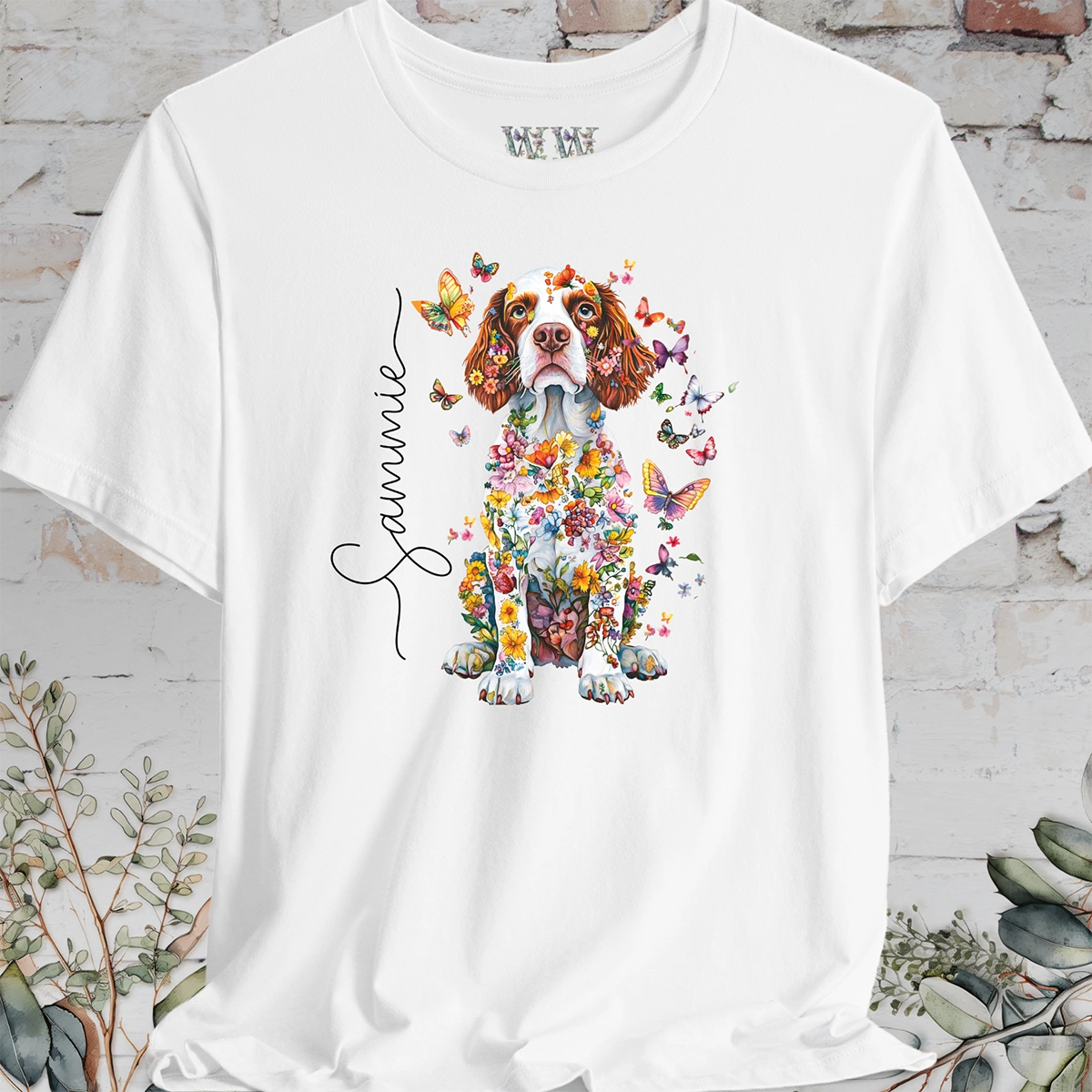 Welsh Spaniel #2 Floral Personalized T shirt
