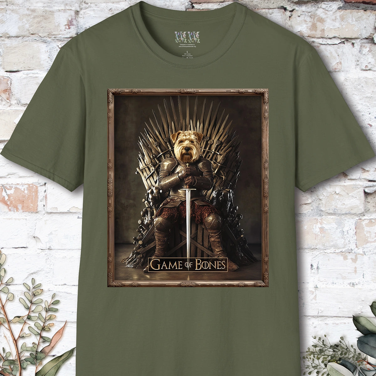 Wheaten Terrier Game of Bones, Unisex T shirt